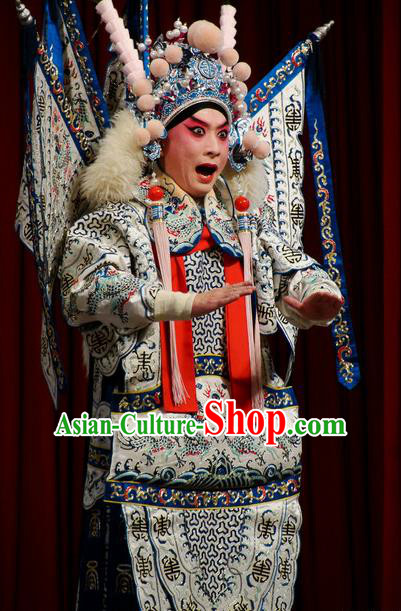 Chinese Classical Kun Opera General Kao Apparels Princess Baihua Peking Opera Wu Sheng Costumes Armor Suit with Flags and Headwear