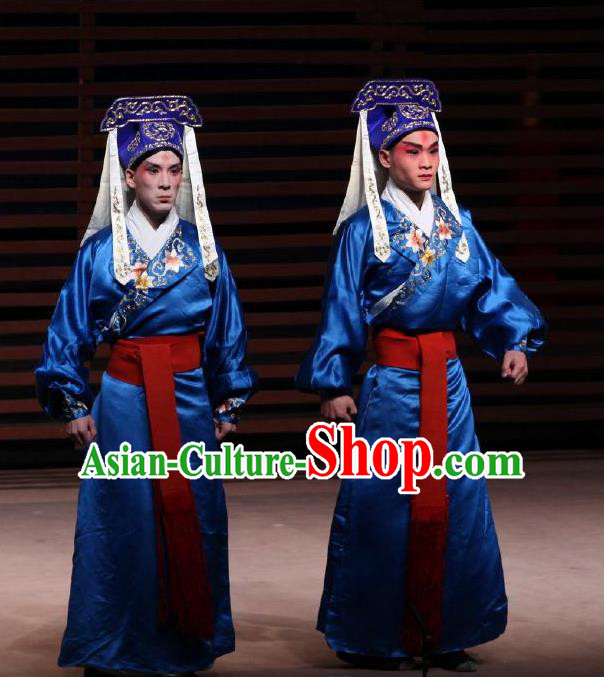 Chinese Classical Kun Opera Soldier Costumes The Palace of Eternal Youth Peking Opera Wusheng Garment Martial Male Apparels and Headwear