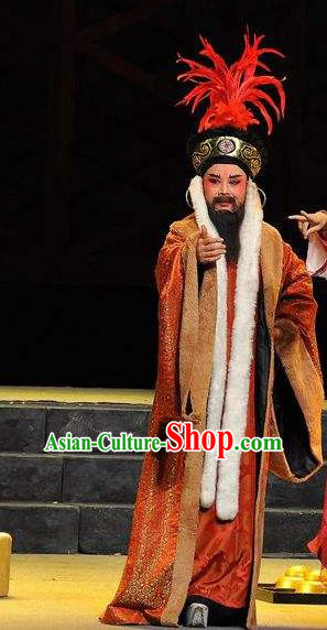 Xi Ma Qiao Chinese Yue Opera King Costumes and Headwear Shaoxing Opera Garment Elderly Male Apparels
