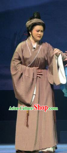 Chinese Shaoxing Opera Elderly Female Dress Garment Costumes and Headpieces Xi Ma Qiao Yue Opera Old Country Woman Apparels