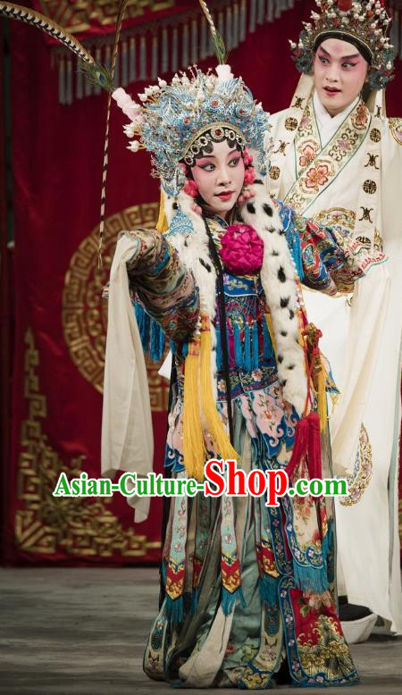 Chinese Kun Opera Hua Tan Hanfu Dress Princess Baihua Peking Opera Blues Garment Apparels Costumes and Headdress