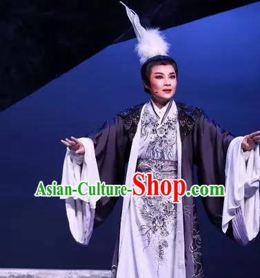 Dong Jun Qu Qi Chinese Yue Opera Niche Ku Liang Apparels Costumes and Headwear Shaoxing Opera Xiaosheng Young Male Garment Clothing