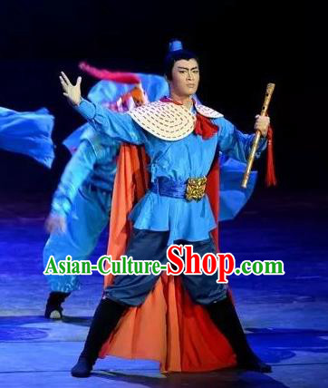 The Love of Maritime Silk Road Chinese Yue Opera Young Male Costumes and Headwear Shaoxing Opera Wusheng Garment Martial Man Apparels