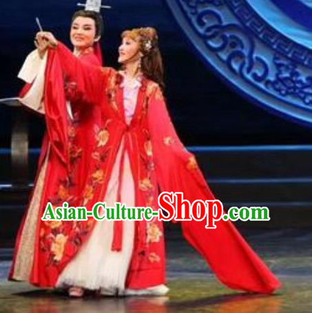 Chinese Shaoxing Opera Actress Wedding Dress Costumes and Headpieces The Love of Maritime Silk Road Yue Opera Young Female Sai Liya Apparels Garment