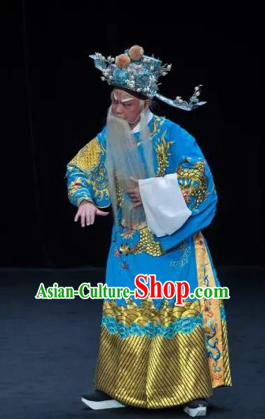 Chinese Classical Kun Opera Chancellor Apparels Princess Baihua Peking Opera Elderly Male Costumes Official Garment and Helmet