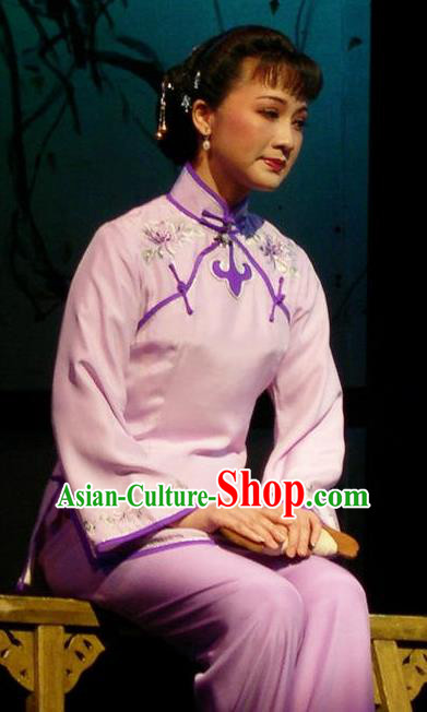 Chinese Shaoxing Opera Young Female Sister Yuqing Garment Costumes and Headdress Yue Opera Hua Tan Country Woman Dress Apparels