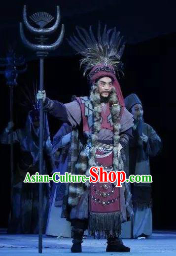 Wang Yangming Chinese Yue Opera Laosheng Costumes and Headwear Shaoxing Opera Eldely Male Garment Chieftain Apparels