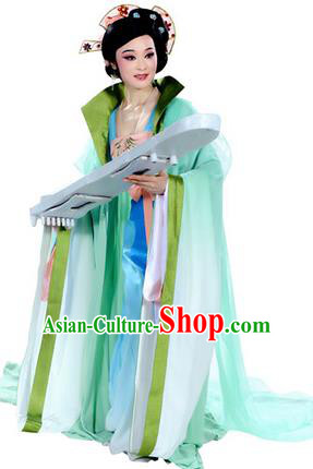 Chinese Shaoxing Opera Hua Tan Actress Apparels Costumes and Headdress Lu Yu Wen Cha Yue Opera Imperial Consort Dress Garment