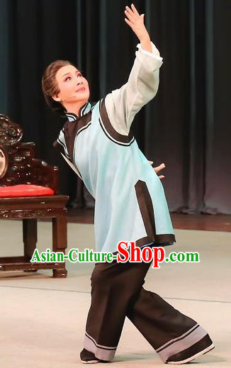 Chinese Shaoxing Opera Elderly Female Garment Costumes and Headdress Mistress Xiang Lin Yue Opera Servant Woman Apparels