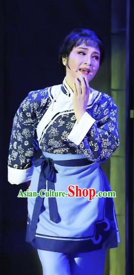 Chinese Shaoxing Opera Country Woman Costumes and Headpieces Mistress Xiang Lin Yue Opera Servant Female Apparels Garment
