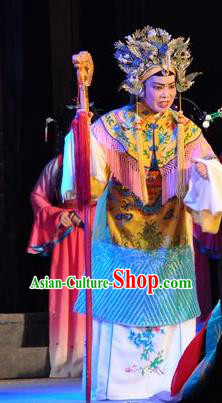 Chinese Shaoxing Opera Dowager Countess Dress Garment and Headdress Tian Dao Zheng Yi Yue Opera Elderly Dame Apparels Costumes