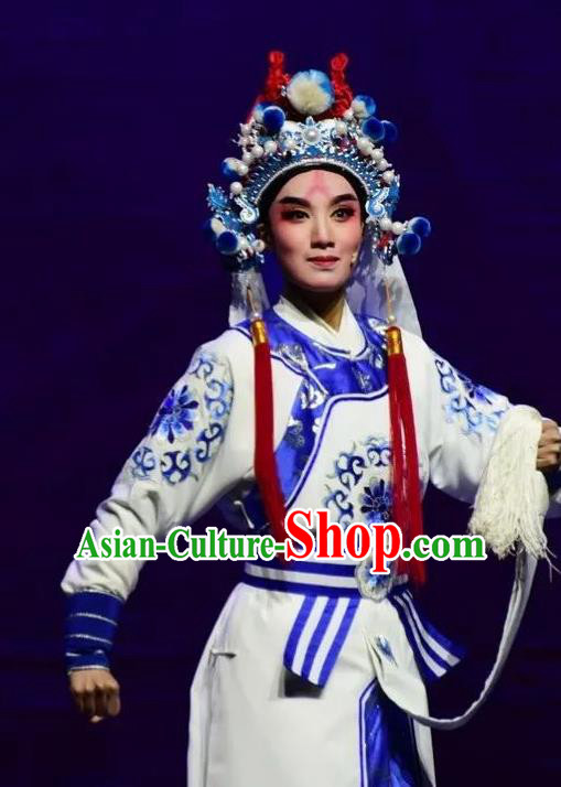 Xianglian Case Chinese Yue Opera Wusheng Garment Apparels and Headwear Shaoxing Opera Martial Man Takefu Costumes