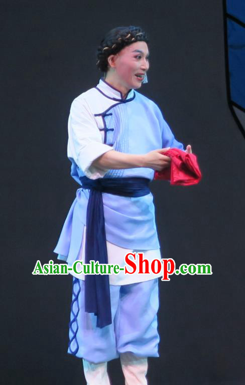 Wu Gu Niang Chinese Yue Opera Xiaosheng Garment Apparels and Headwear Shaoxing Opera Young Male Servant Xu Atian Costumes