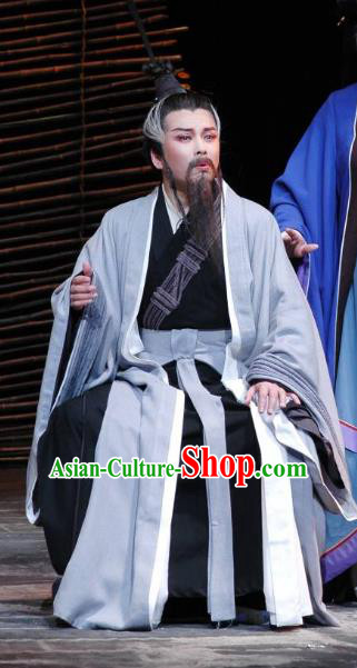 The Orphan of Zhao Chinese Yue Opera Minister Cheng Ying Garment Costumes and Headwear Shaoxing Opera Elderly Male Apparels