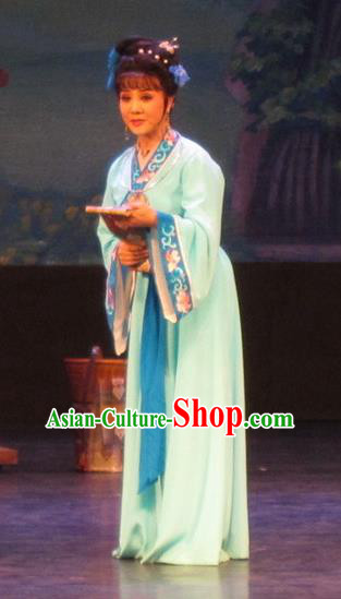 Chinese Shaoxing Opera Young Lady Dress Apparels and Headpieces Huang Dao Po Yue Opera Female Weaver Garment Costumes