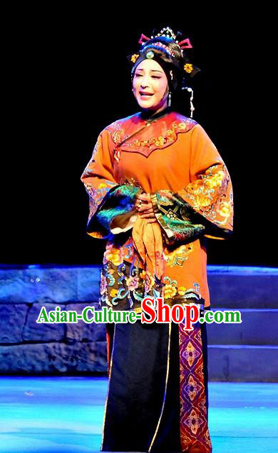 Chinese Shaoxing Opera Dame Qiu Hua Apparels Costumes and Headdress Yue Opera Liu Hua Xi Rich Female Dress Garment