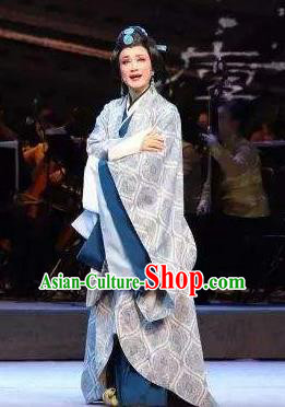Chinese Shaoxing Opera Young Female Ban Zhao Apparels Costumes and Headpieces Yue Opera Litterateur Dress Garment