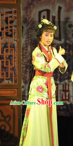 Chinese Shaoxing Opera Xiaodan Costumes Apparels and Headpieces Yue Opera Servant Girl Dress Garment