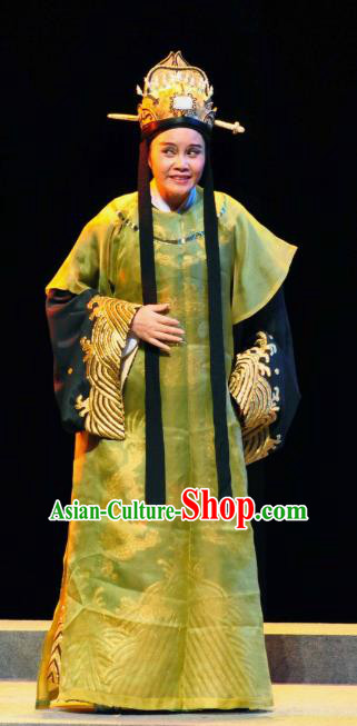 Chinese Yue Opera Zhang Lun Garment and Headwear Shaoxing Opera Male Costumes Court Eunuch Clothing