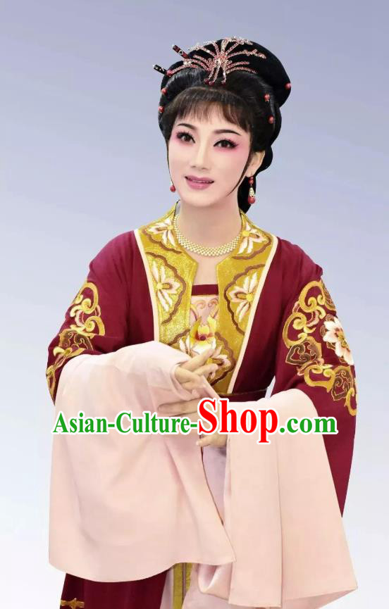 Chinese Shaoxing Opera Actress Fengxue Hanmei Li Sanniang Dress Costumes and Headpieces Yue Opera Young Female Garment Apparels
