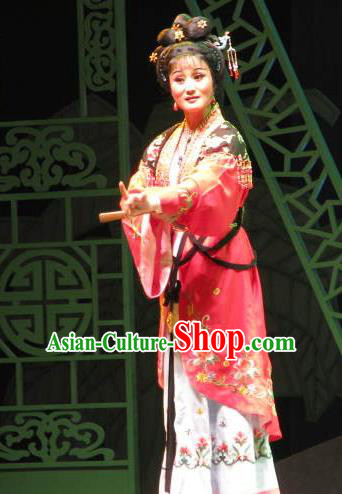 Chinese Shaoxing Opera Servant Girl Qiu Xiang Dress Costumes and Headpieces Three Charming Smiles Yue Opera Young Lady Garment Apparels