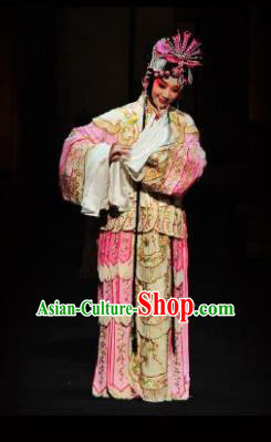 Chinese Kun Opera Diva Princess Yao Fang Pink Dress Costumes and Headdress Nan Ke Dream Kunqu Opera Hua Tan Garment Apparels