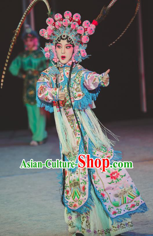 Chinese Kun Opera Blues Princess Yao Fang Dress Apparels Costumes and Headdress Nan Ke Dream Kunqu Opera Martial Female Garment
