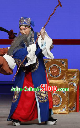 On A Wall and Horse Chinese Kun Opera Elderly Male Garment Costumes and Headwear Kunqu Opera Landlord Li Shijie Apparels Clothing