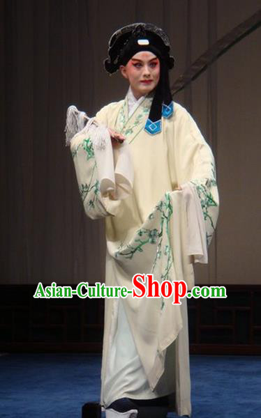 Bai Luo Shan Chinese Kun Opera Xiaosheng Niche Apparels Garment Costumes and Headwear Kunqu Opera Scholar Xu Jizu Robe Clothing
