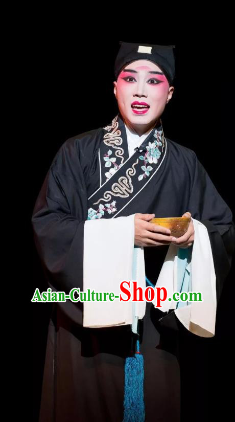 Burning Incense Chinese Kun Opera Young Male Wang Kui Apparels Garment Costumes and Headwear Kunqu Opera Xiaosheng Scholar Clothing