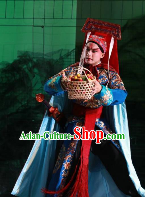 Rain on the Phoenix Tree Chinese Kun Opera Wusheng Garment Costumes and Headwear Kunqu Opera Imperial Bodyguard Apparels Clothing