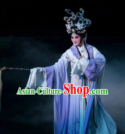 Chinese Kun Opera Young Female Dress Apparels and Headdress Dream of Red Mansions Kunqu Opera Taoist Nun Miao Yu Garment Costumes