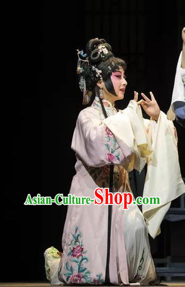 Chinese Kun Opera Young Lady Ruo Ye Dress Costumes and Headdress the Legend of Washing the Silk Gauze Kunqu Opera Actress Garment Apparels