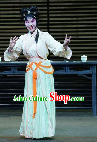 Chinese Kun Opera Servant Girl Apparels Costumes and Headpieces the Legend of Washing the Silk Gauze Kunqu Opera Xiaodan Dress Garment