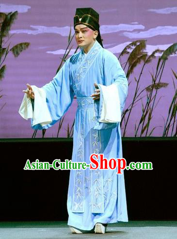 Chinese Kun Opera Niche Apparels Garment Costumes and Headwear Kunqu Opera the Legend of Washing the Silk Gauze Scholar Liang Chenyu Clothing