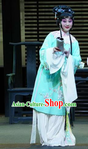 Chinese Kun Opera Young Girl Dress Costumes and Headpieces the Legend of Washing the Silk Gauze Kunqu Opera Hua Tan Ruo Ye Garment Apparels