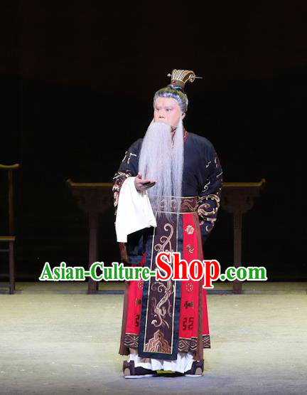 Chinese Kun Opera Emperor Yao Apparels Garment Costumes and Headwear Kunqu Opera the Dream of Xiang Fei Monarch Elderly Male Clothing