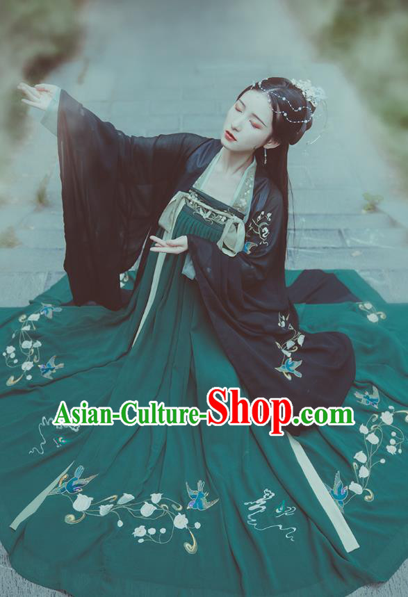 Chinese Traditional Tang Dynasty Princess Embroidered Hanfu Dress Ancient Palace Lady Garment Historical Costumes