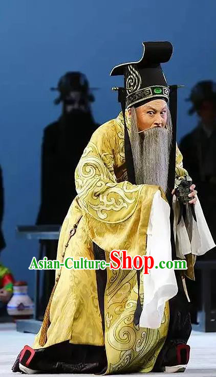 Chinese Kun Opera Confucius King Wei Costumes and Headwear Kunqu Opera Laosheng Garment Elderly Male Apparels