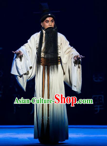 Chinese Kun Opera Old Scholar Costumes and Headwear Kunqu Opera Confucius Garment Elderly Male Philosopher Apparels
