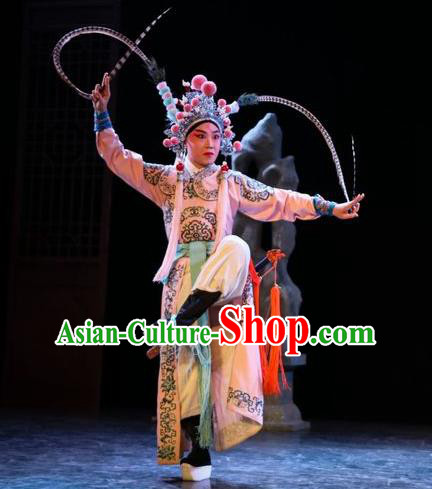 Chinese Kun Opera Wusheng Tu An Gu Costumes and Headwear Kunqu Opera Young Male Garment Takefu Apparels