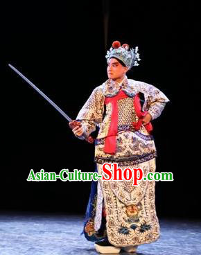 Chinese Kun Opera Martial Man Wusheng Tu An Gu Costumes and Headwear Kunqu Opera Young Male Garment General Kao Apparels
