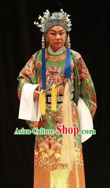 Jing Yang Zhong Chinese Kun Opera Old Man Costumes and Headwear Kunqu Opera Laosheng Court Eunuch Garment Apparels