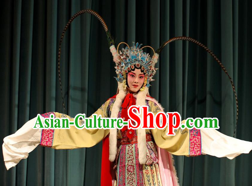 Chinese Kun Opera Hua Tan Wang Qiang Costumes Apparels and Headdress Qing Zhong Ji Traditional Kunqu Opera Actress Dress Noble Consort Garment