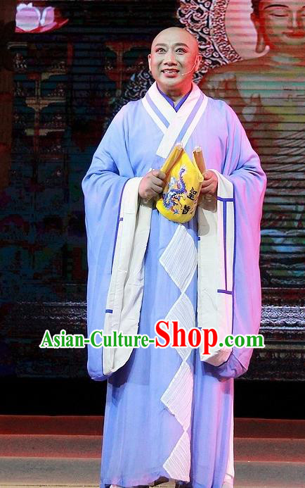 Chuan Deng Chinese Huangmei Opera Young Monk Apparels Costumes Kunqu Opera Garment Clothing Frock