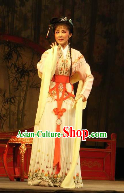 Chinese Shaoxing Opera Female Role Costumes The Pearl Tower Apparels Yue Opera Diva Garment Actress Rich Lady Dress and Hair Jewelry