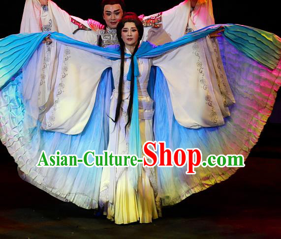Chinese Huangmei Opera Actress Diva Garment Costumes and Headpieces Xiao Qiao Chu Jia Traditional Anhui Opera Young Female Dress Apparels