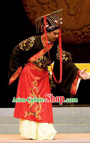 Chinese Huangmei Opera Emperor Costumes and Headwear An Hui Opera Yu Mei Qing Chou Apparels Clothing