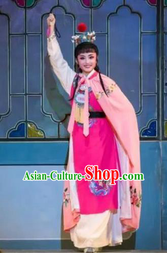 Chinese Classical Shaoxing Opera Xiao Sheng Dream of the Red Chamber Garment Costumes Yue Opera Young Male Jia Baoyu Rosy Apparels and Hair Accessories