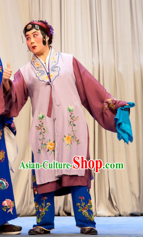 Chinese Ping Opera Geng Niang Costumes Elderly Female Apparels and Headpieces Traditional Pingju Opera Woman Matchmaker Dress Garment